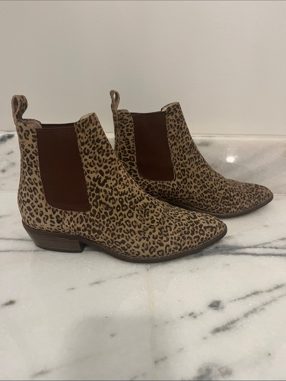 Leopard Print Chelsea Ankle Boots - Brown